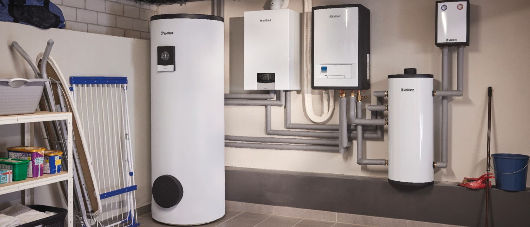 Vaillant hibrid rendszer gázfűtéssel és hőtárolóval.