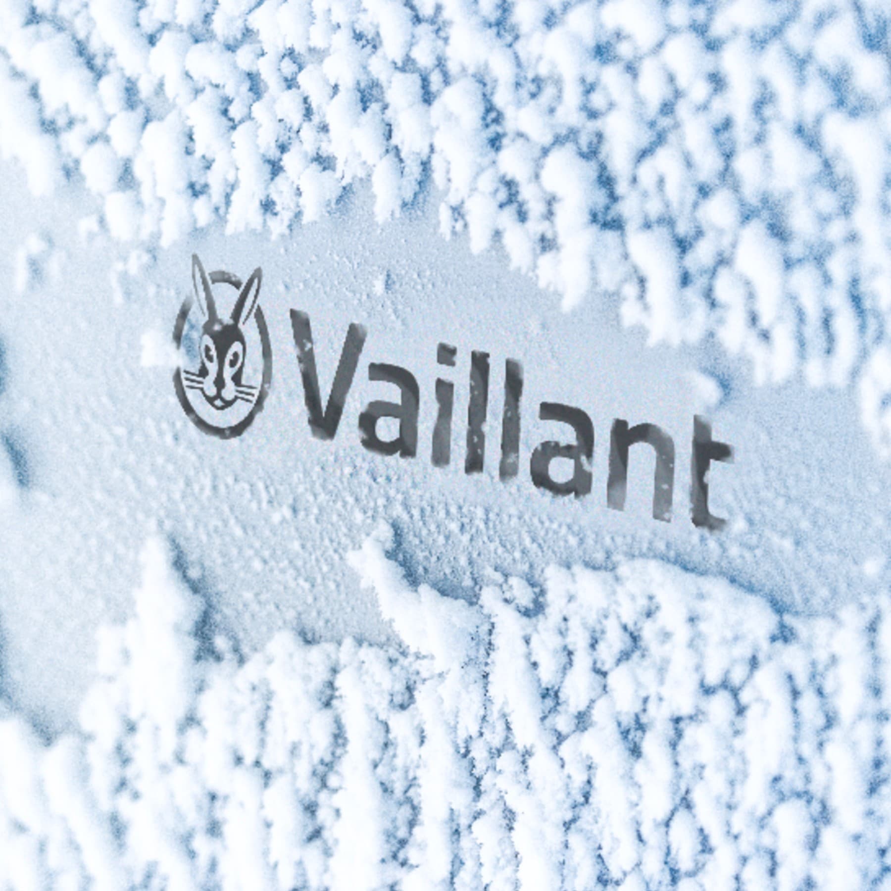 Vaillant logó egy hóval borított hőszivattyún